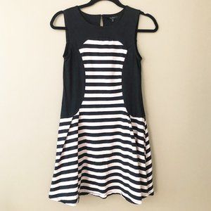 Monteau Striped Colorblock Sleeveless Bodycon Tank Dress Black Pink M